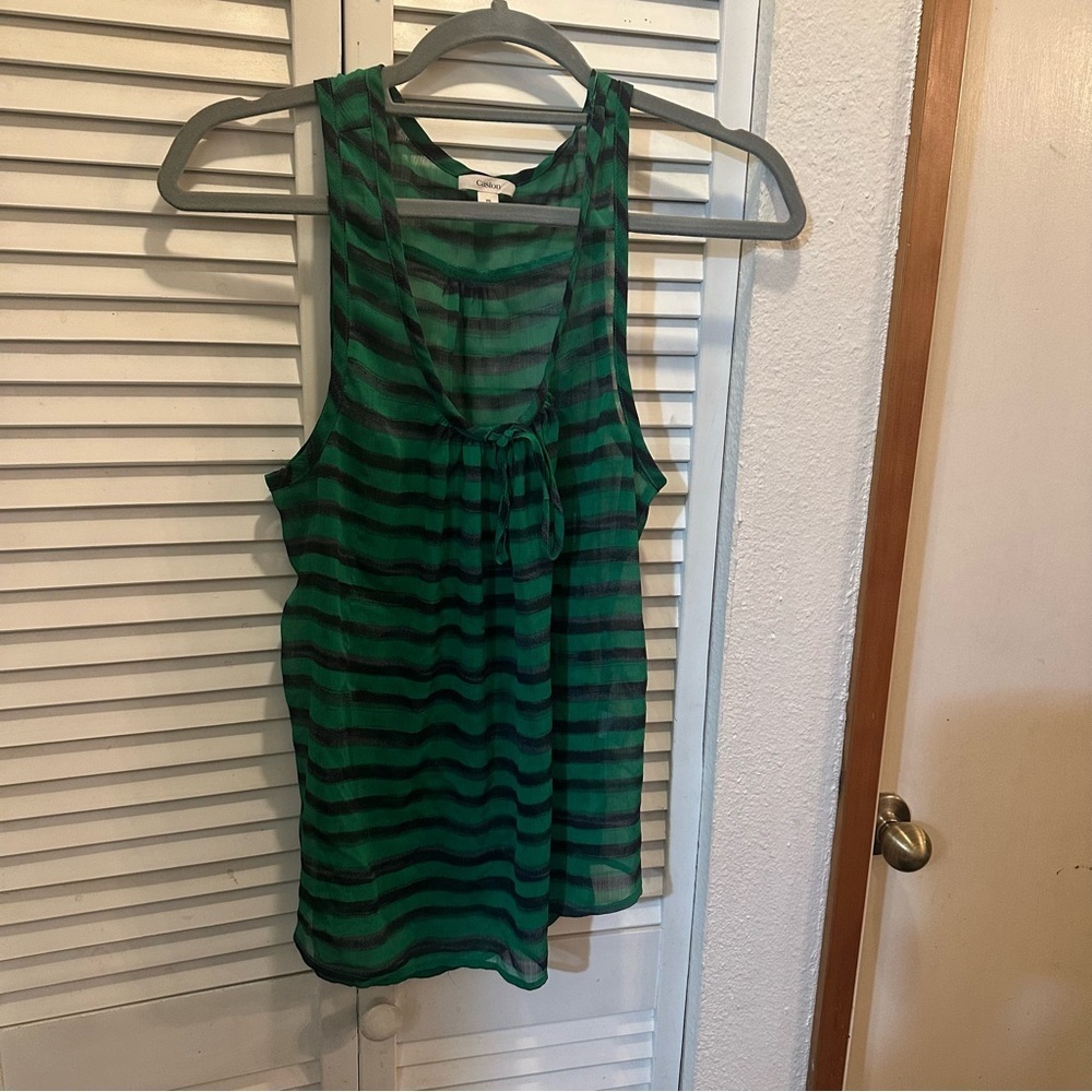 Caslon Green Striped Tank Top